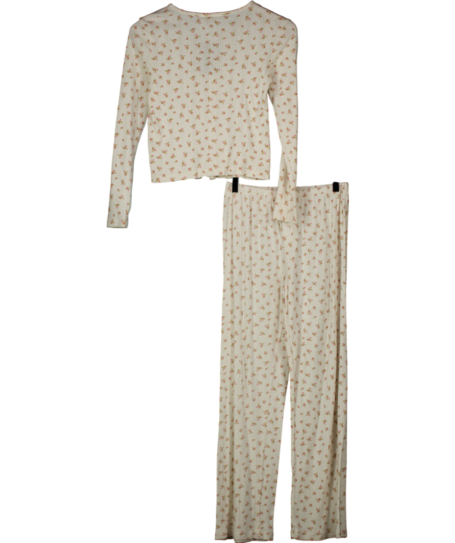 The NAP Co. Cream Ditsy floral print Straight-leg Stretch-woven Pyjama Set UK XS