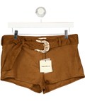SUPERDOWN Tan Brown Faux Suede Belted Raddix Shorts UK M