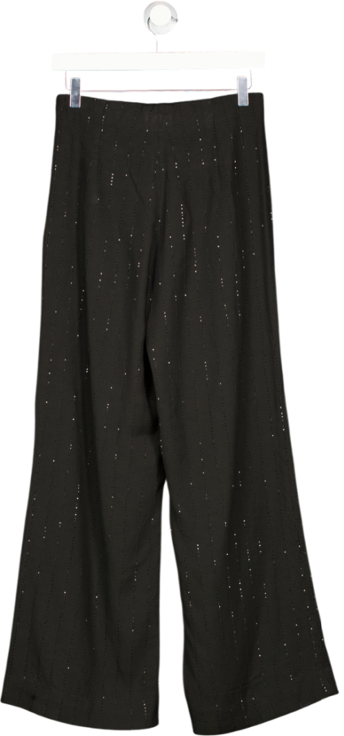 SANDRO PARIS Black Sequin-embellished Straight-leg Woven Trousers Fr38 UK 10