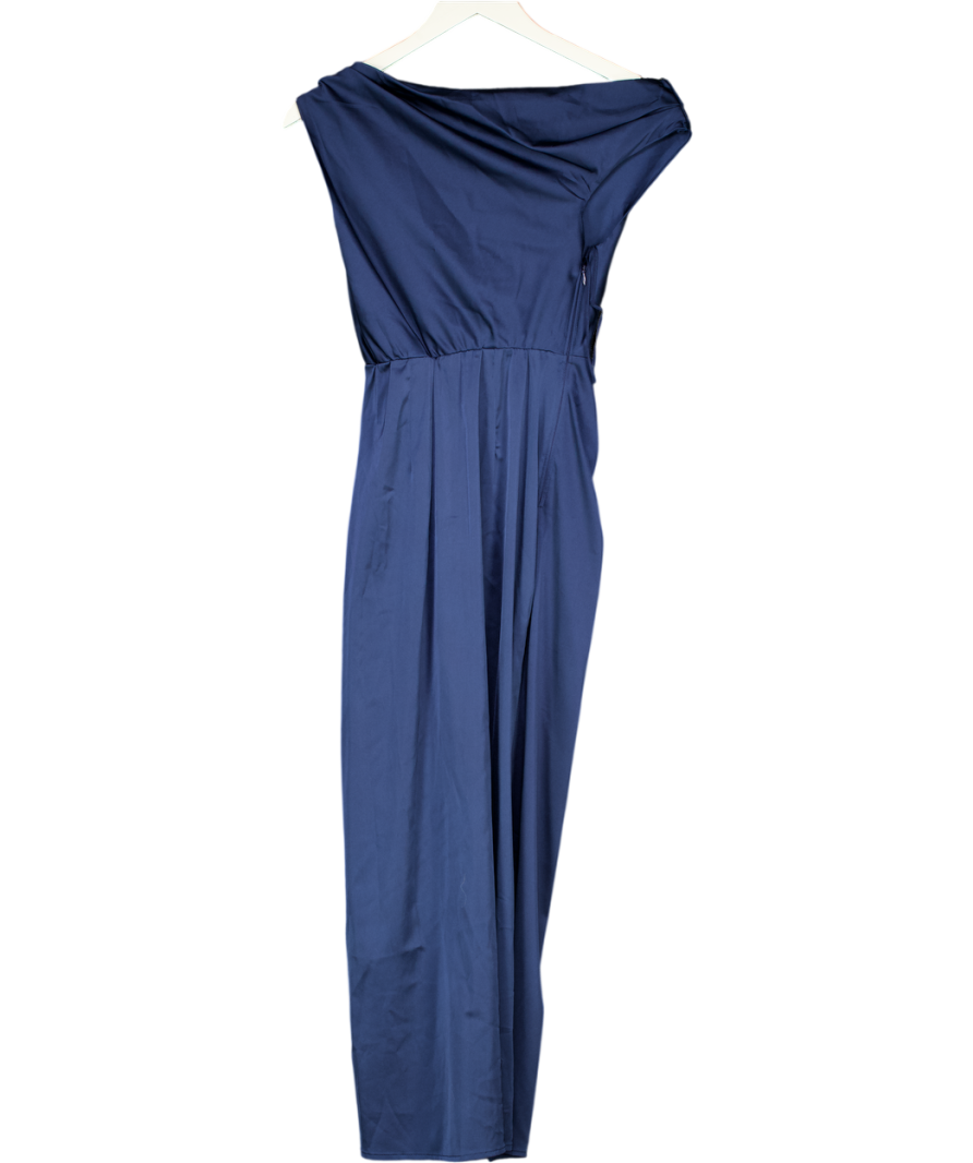 Abercrombie & Fitch Blue Bue  Stretch Satin Ruched Midi Pencil Dress UK XXS