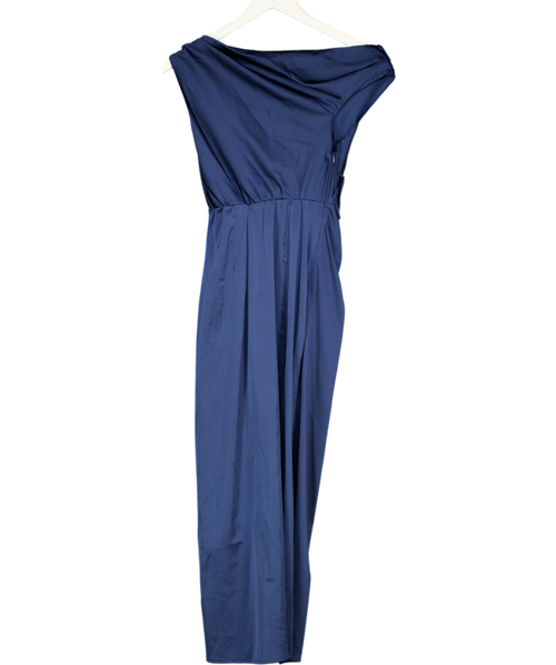 Abercrombie & Fitch Blue Bue  Stretch Satin Ruched Midi Pencil Dress UK XXS