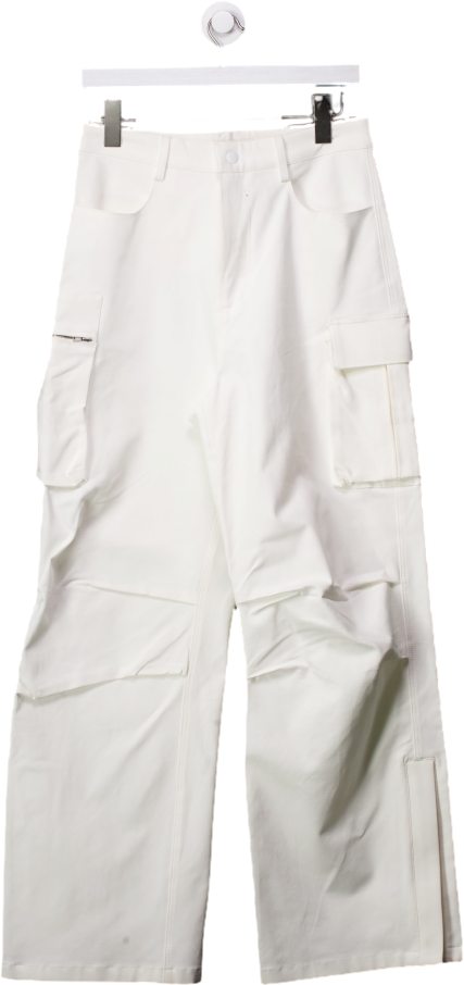 Paper Moon Seoul Cream Cargo Trousers With Zip Detail UK S