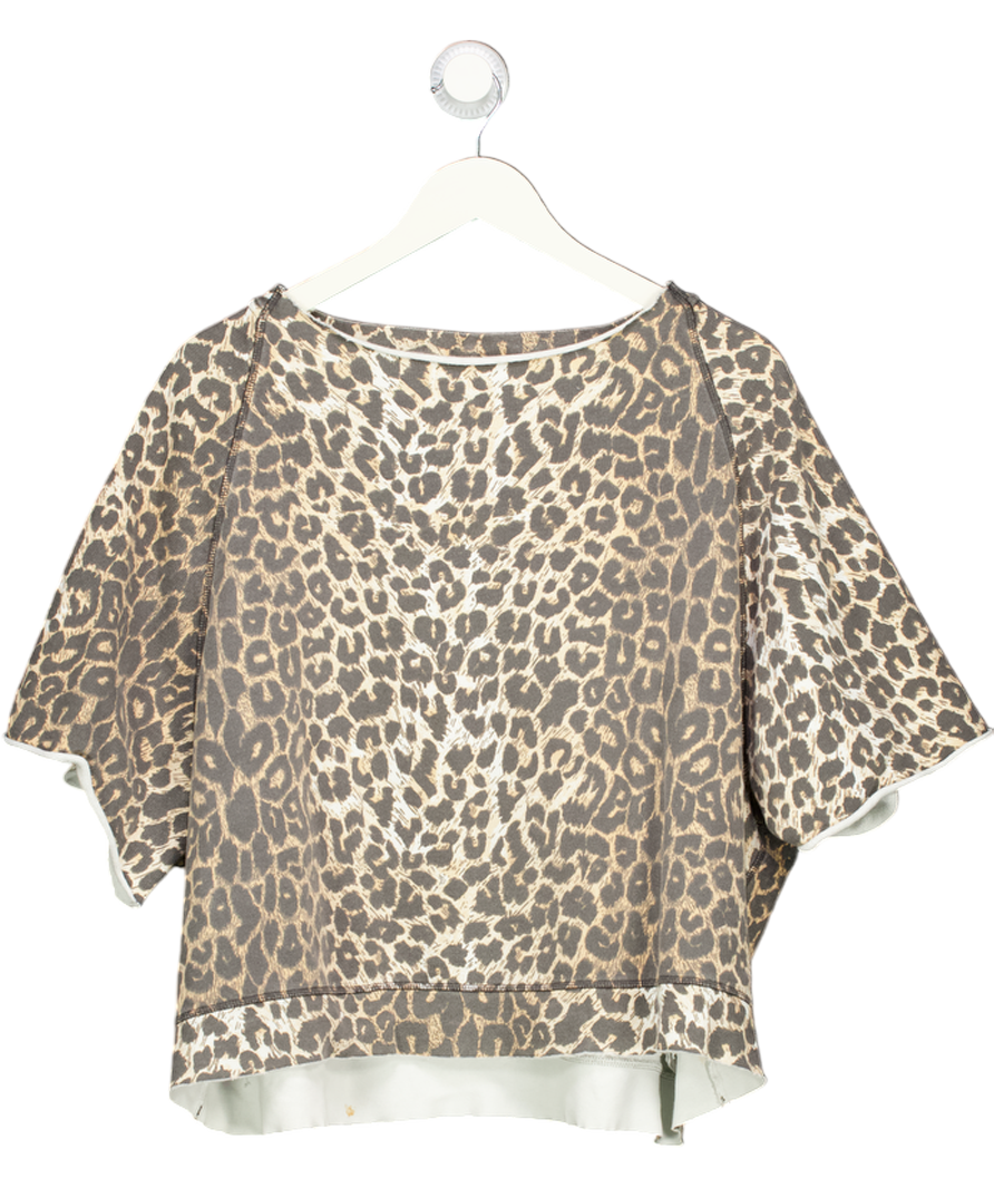 AllSaints Brown Short Sleeved Leopard Sweatshirt UK M