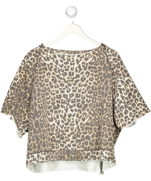 AllSaints Brown Short Sleeved Leopard Sweatshirt UK M