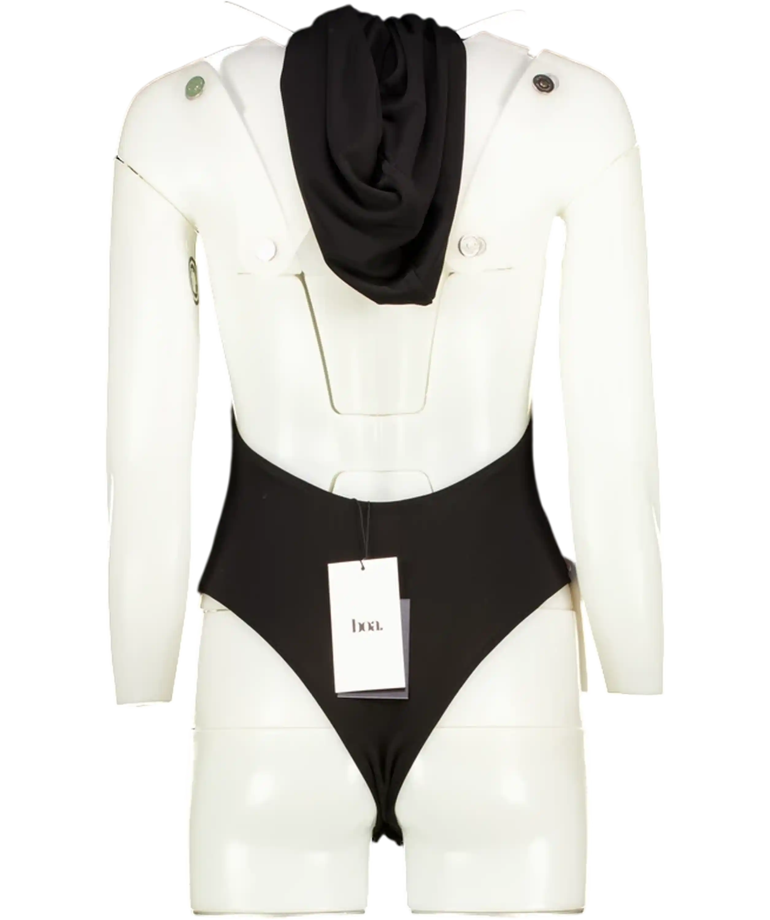 BOA. Black Hooded Halterneck Bodysuit UK M