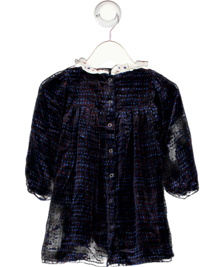 Brora Blue Velvet Checked Dress 9-12 Months