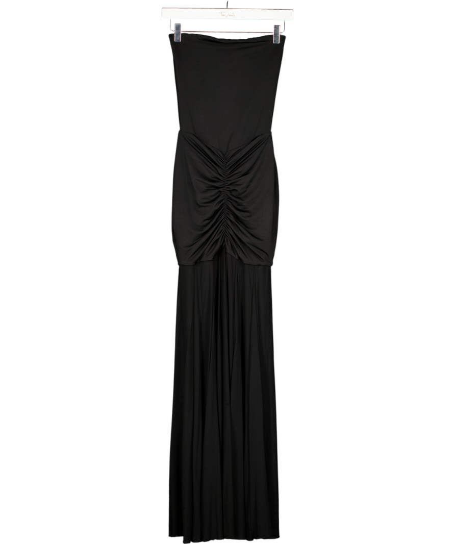 MESHKI Black Strapless Sheer Hem Strapless Maxi Dress UK XS