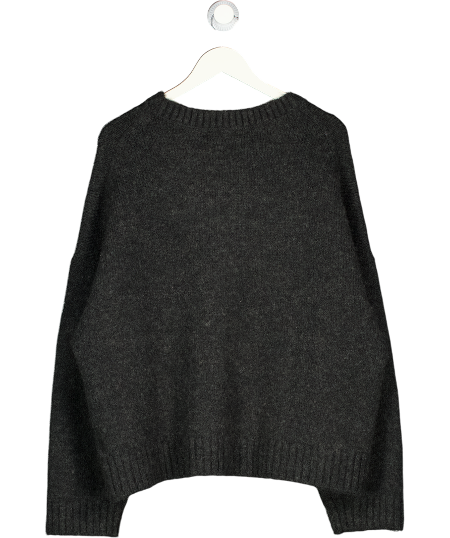 WEEKDAY Dark Grey Oversized V-neck Wool Blend Sweater UK XS/S