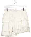 loveshackfancy White Lace-trim Cotton Miniskirt UK S