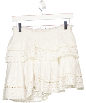 loveshackfancy White Lace-trim Cotton Miniskirt UK S