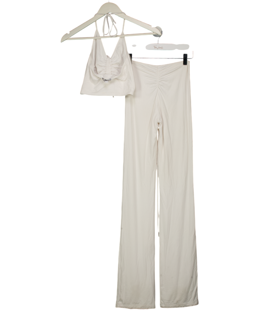 I.AM.GIA White 2-piece Jersey Crop Top And Trouser Set UK XXS
