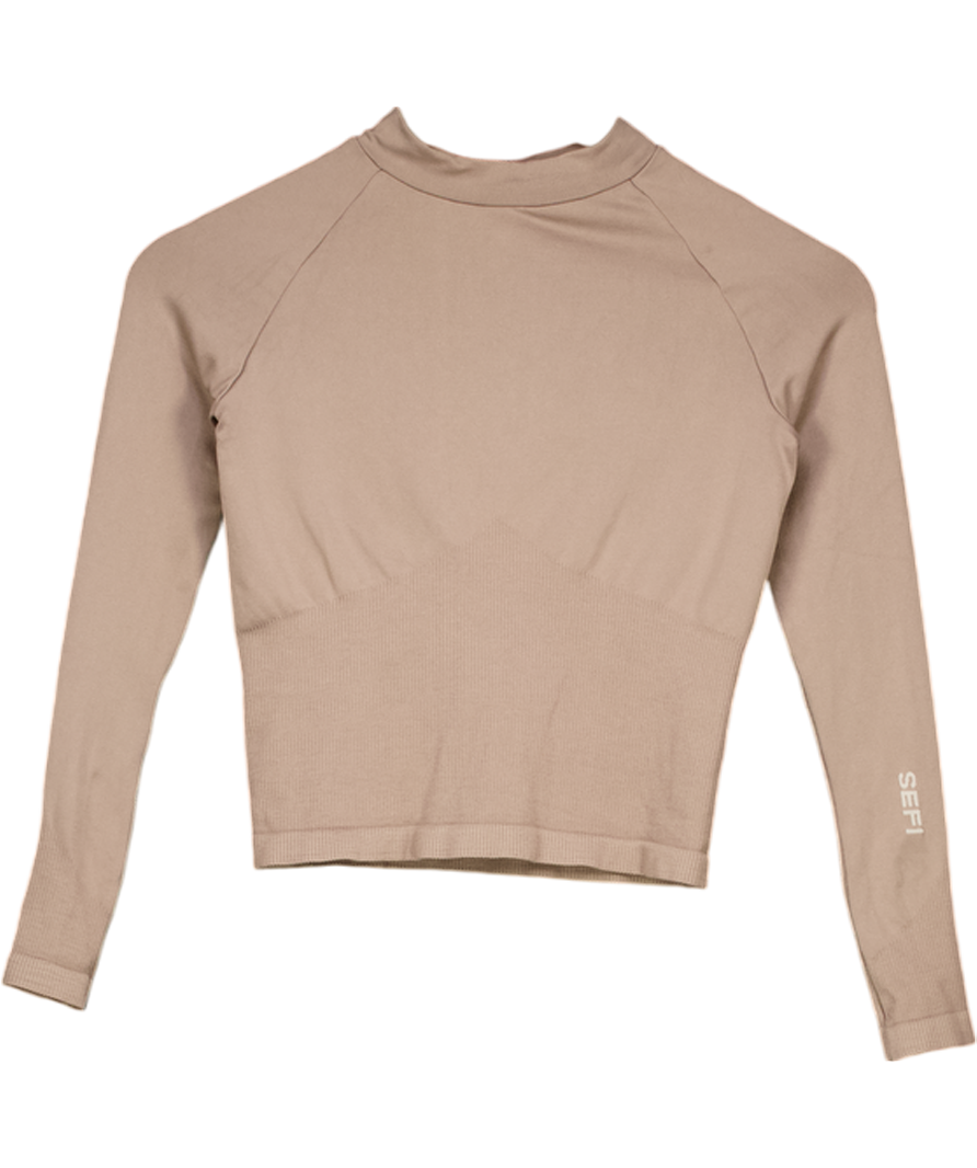 SEFI Brown Compression Long Sleeve Top And Headband Set UK XS