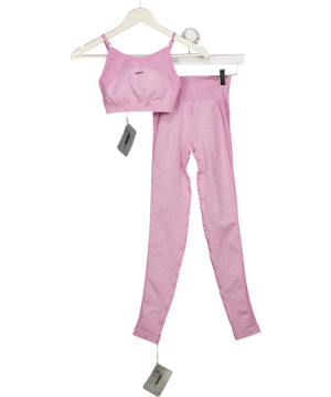 GYMSHARK Pink  Marl Flex Strappy Sports Bra And Leggings Set UK XS