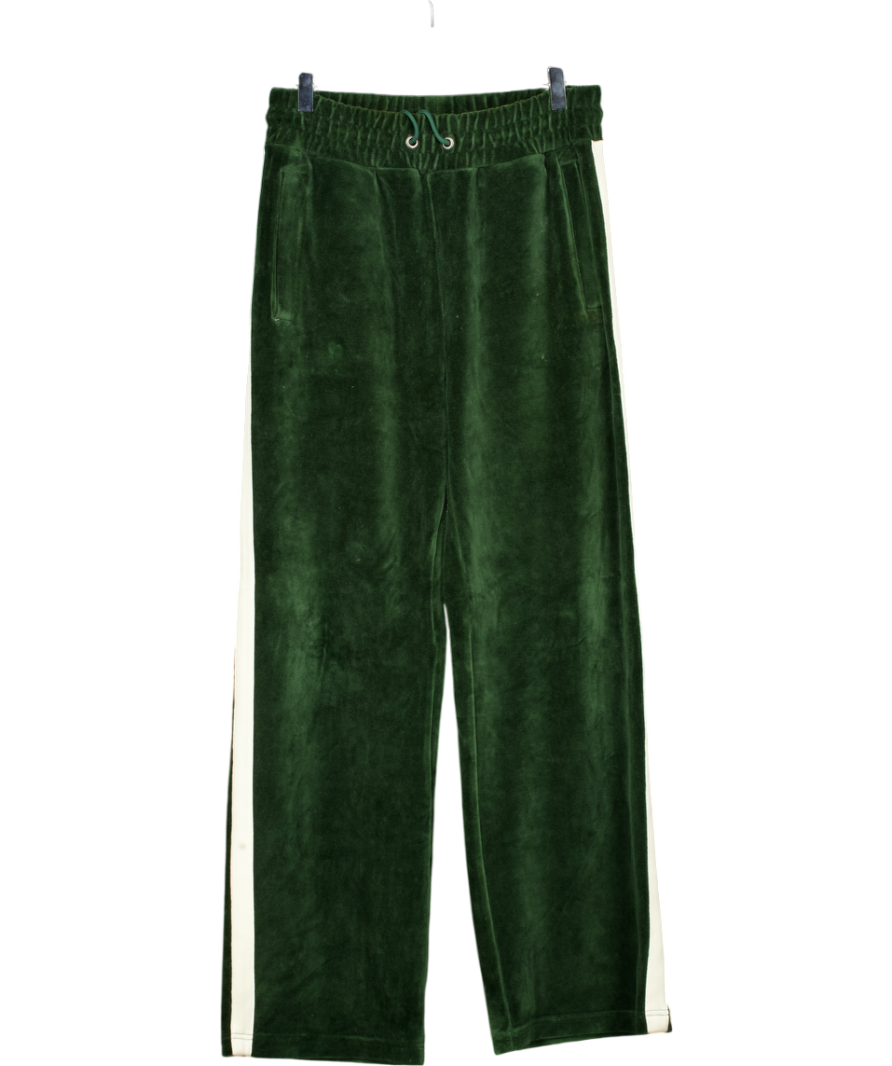 GANT Green Velour Wide Leg Track Pants UK S