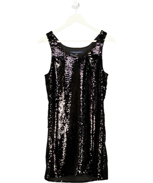 FRENCH CONNECTION Black Sequin A-line Mini Dress UK 6