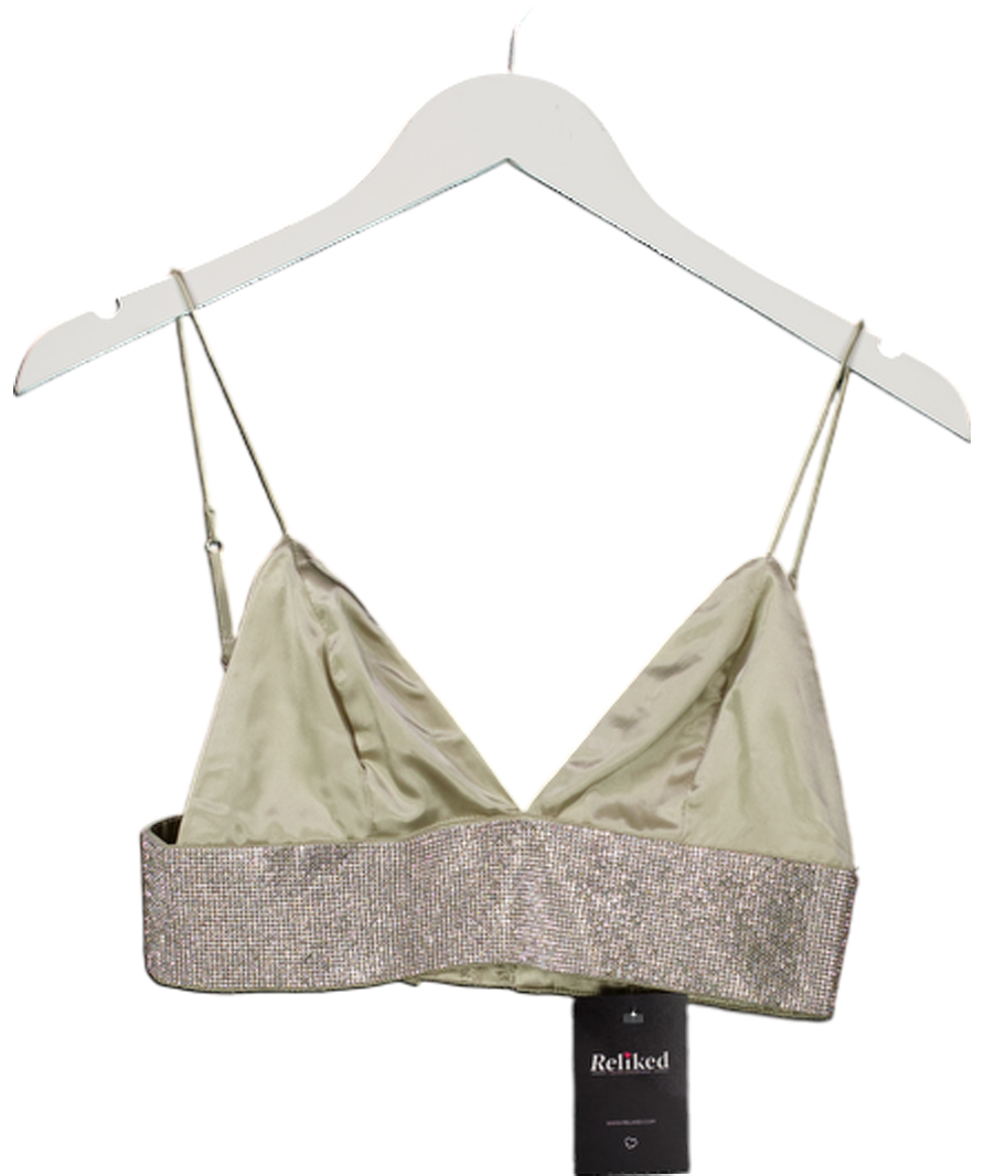 Meshki Metallic Satin Rhinestone Bralette UK S