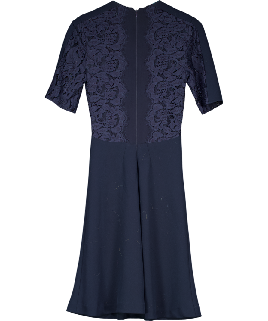 Whistles Blue Lace Top A-line Midi Dress UK 8