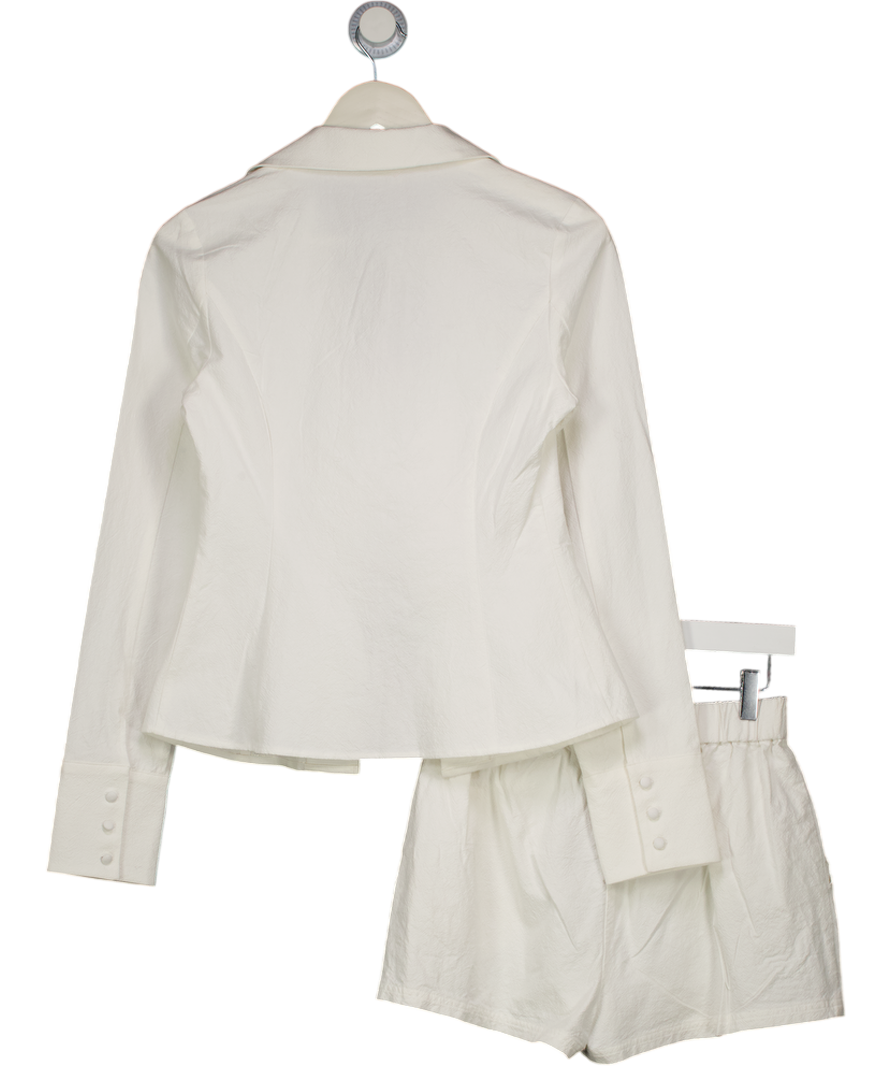 MESHKI 2-piece Annalee Cotton Beaded Tie Shirt & Shorts Set - White UK XS