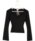 PRETTY LAVISH Black Long Sleeve Knitted Top UK XS