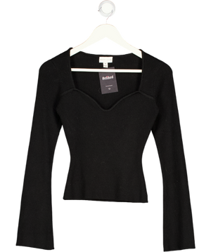 PRETTY LAVISH Black Long Sleeve Knitted Top UK XS