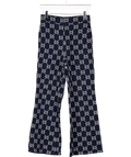 GUCCI Navy Blue Gg Logo Jacquard Wide Leg Crop Trousers It42 UK 10