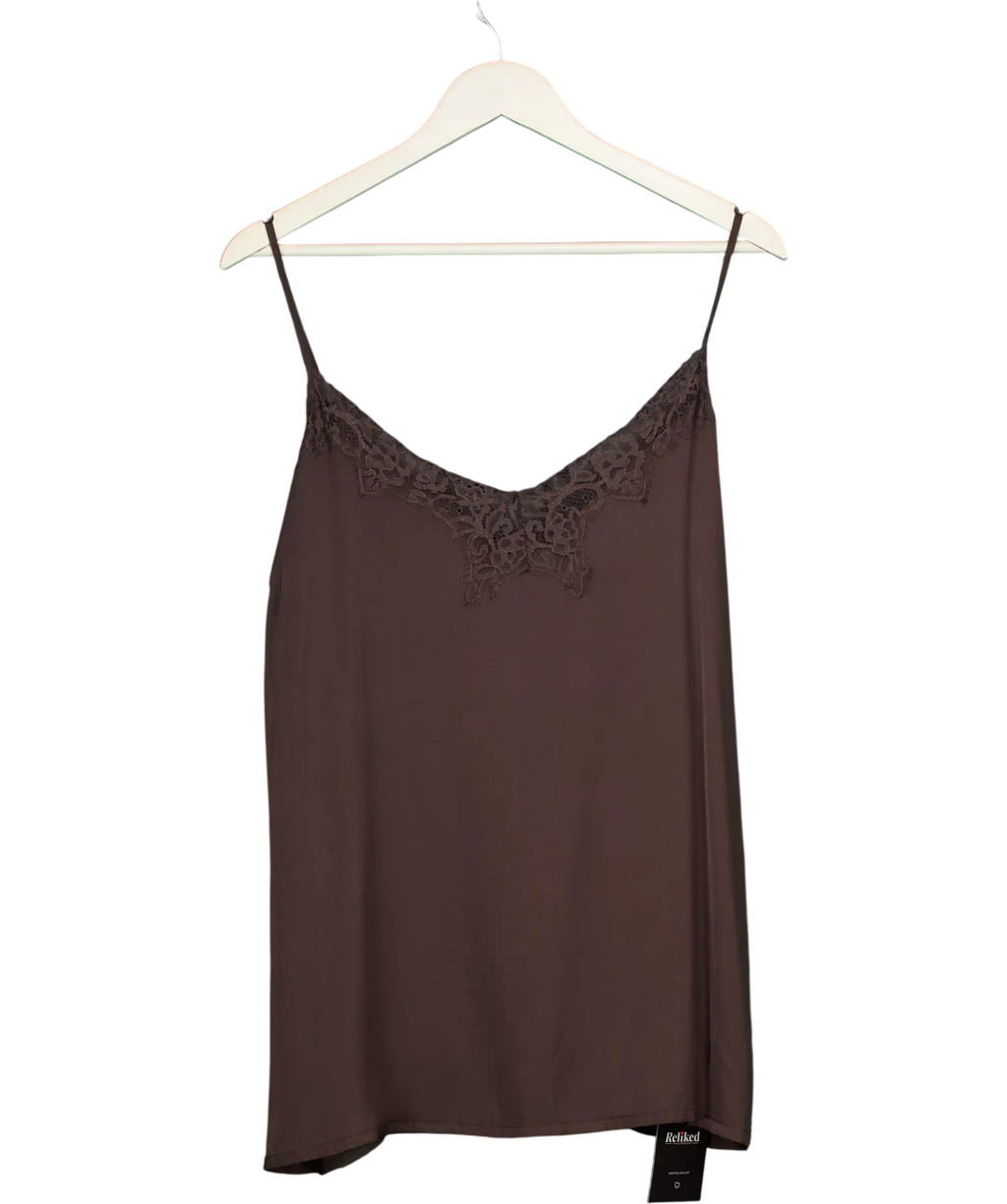 Next Brown Lace Trim Satin Cami Top UK 20