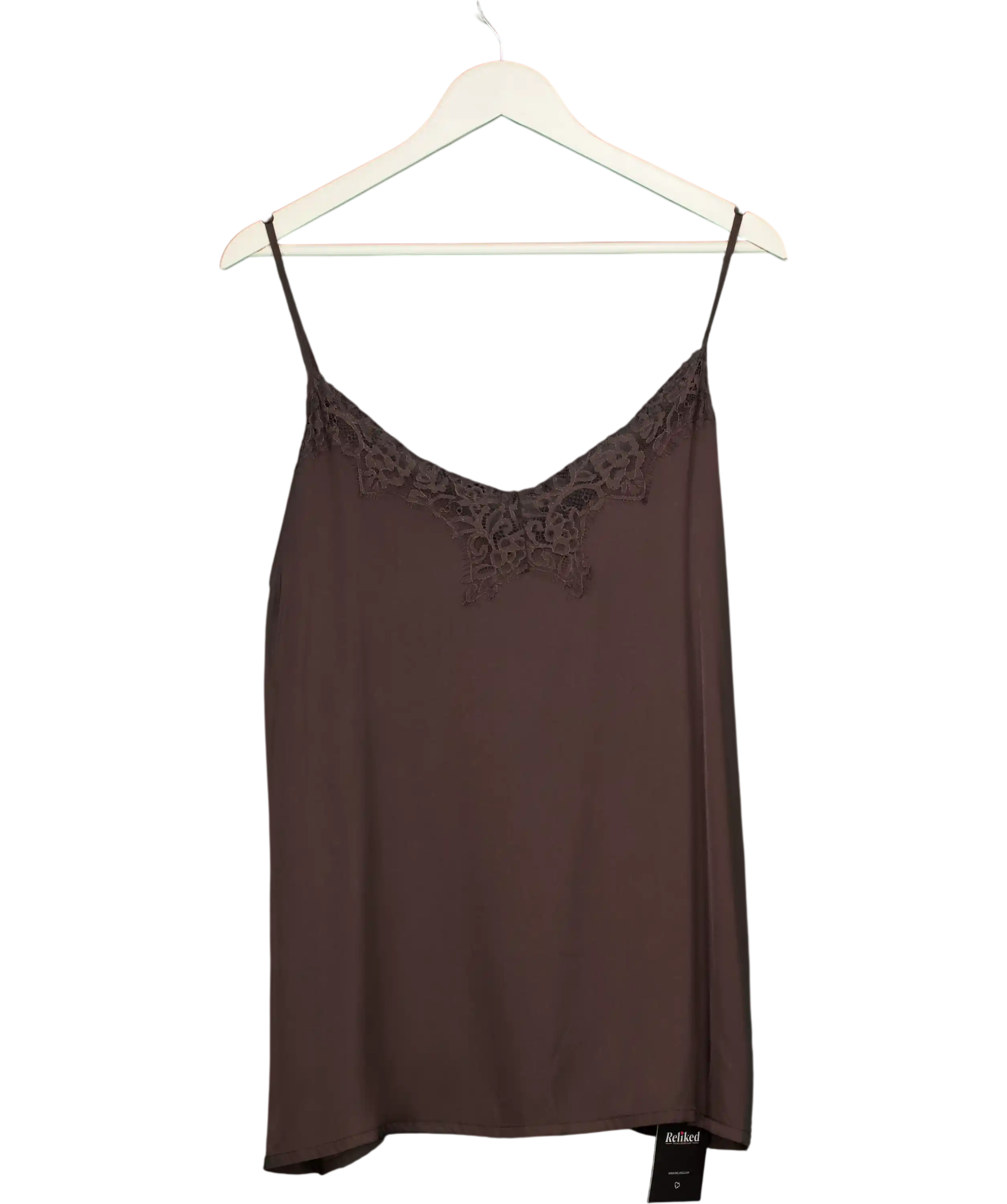 Next Brown Lace Trim Satin Cami Top UK 20