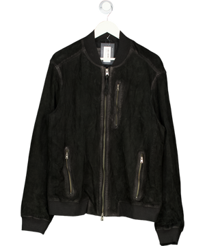 AllSaints Black Kemble Suede Bomber Jacket UK XL