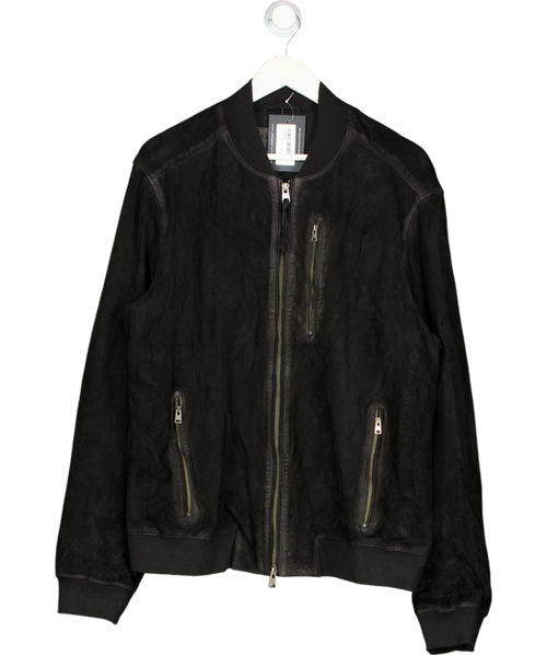AllSaints Black Kemble Suede Bomber Jacket UK XL
