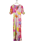 NEVER FULLY DRESSED Multicoloured Floral Short Shirred Sleeve Midi Dress UK 8