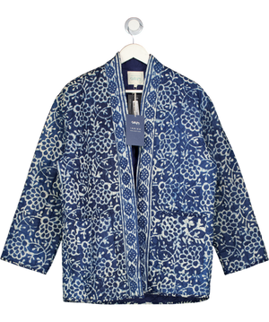 DILLI GREY Blue Printed Quilted Jacket UK S