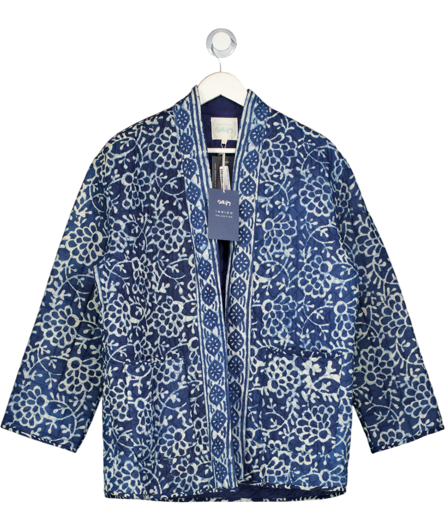 DILLI GREY Blue Printed Quilted Jacket UK S