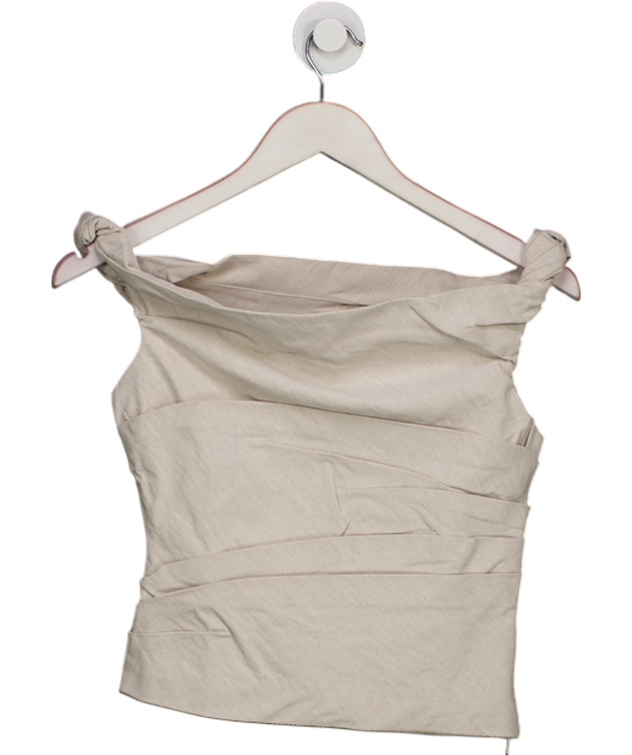 MANGO Beige Tailored Asymmetrical Draped Top UK XS