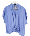 New Look Blue Tie Front Short Sleeve Shirt UK 22