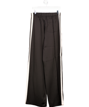 Serena Bute Black Viscose Wide Leg Trousers With Blush Pink Side Stripes Uk L UK 12