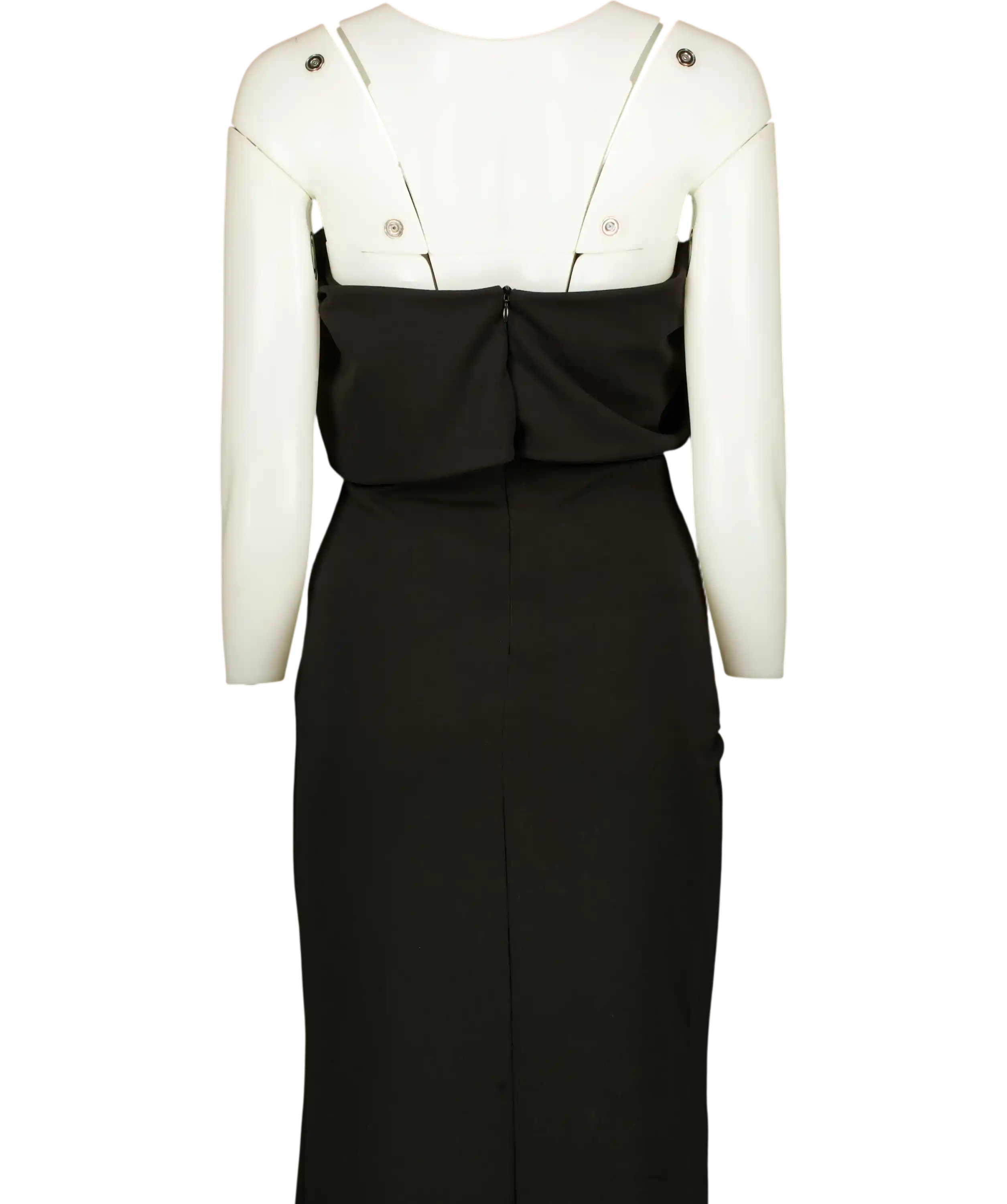 Club L Eva Black Bardot Bow Detail Maxi Dress With Thigh Split UK 8