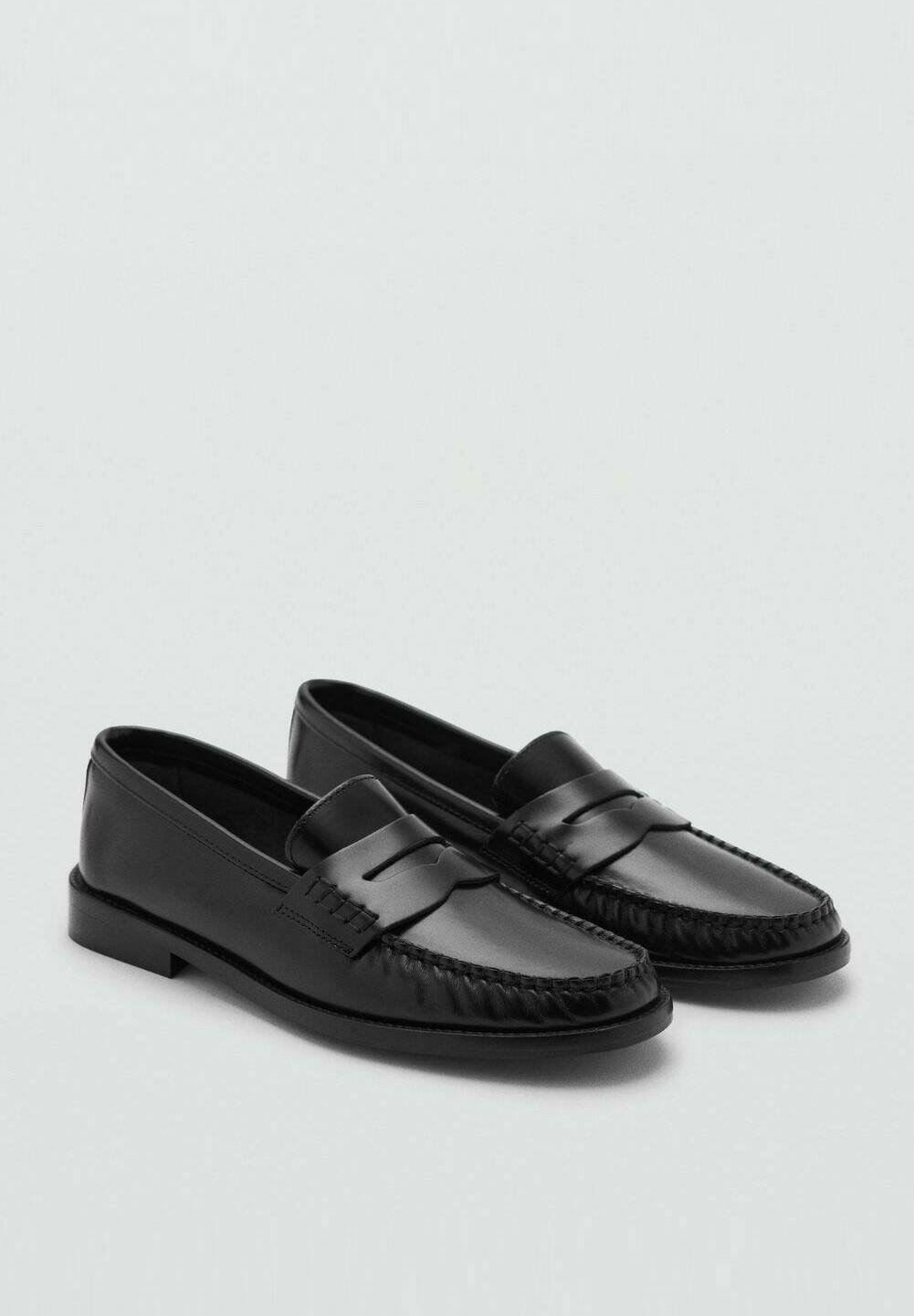 MANGO MNG Black Leather Loafers EU 38 UK 5