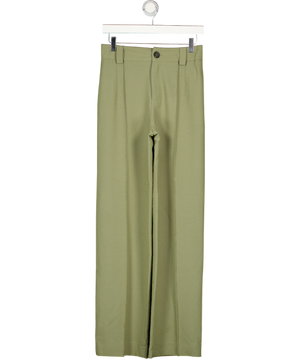ZARA Full Length High Waist Olive Green Trousers UK XS