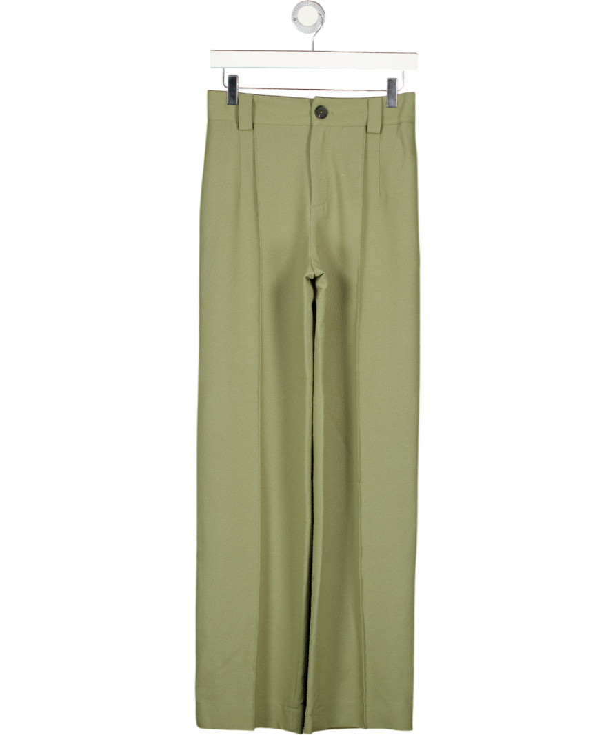 ZARA Full Length High Waist Olive Green Trousers UK XS
