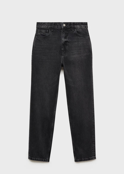 MANGO Black Miami Medium Rise Straight Fit Jeans UK 12