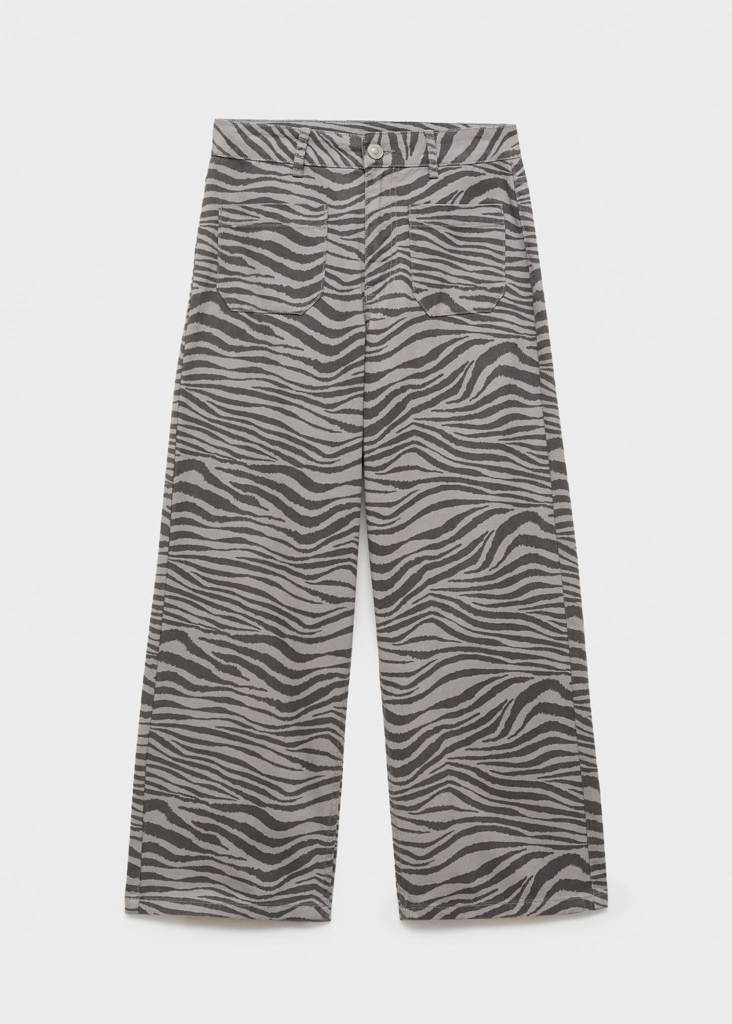 MANGO Grey Zebra Print Trousers UK XS