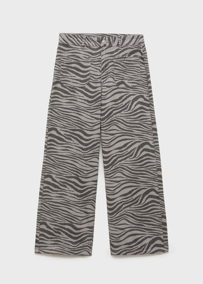 MANGO Grey Zebra Print Trousers UK XS