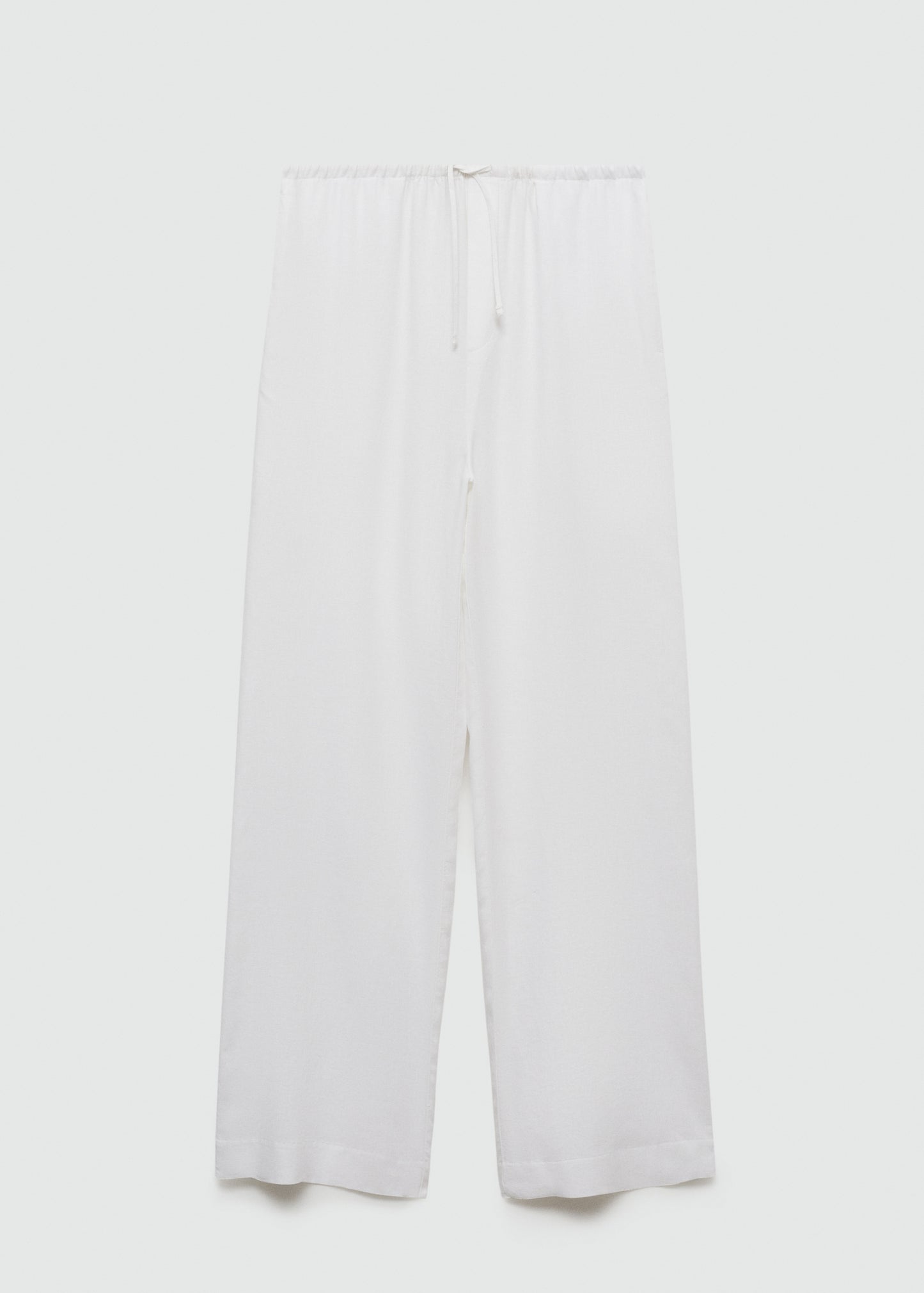 MANGO White Travis Straight Linen Blend Trousers UK S