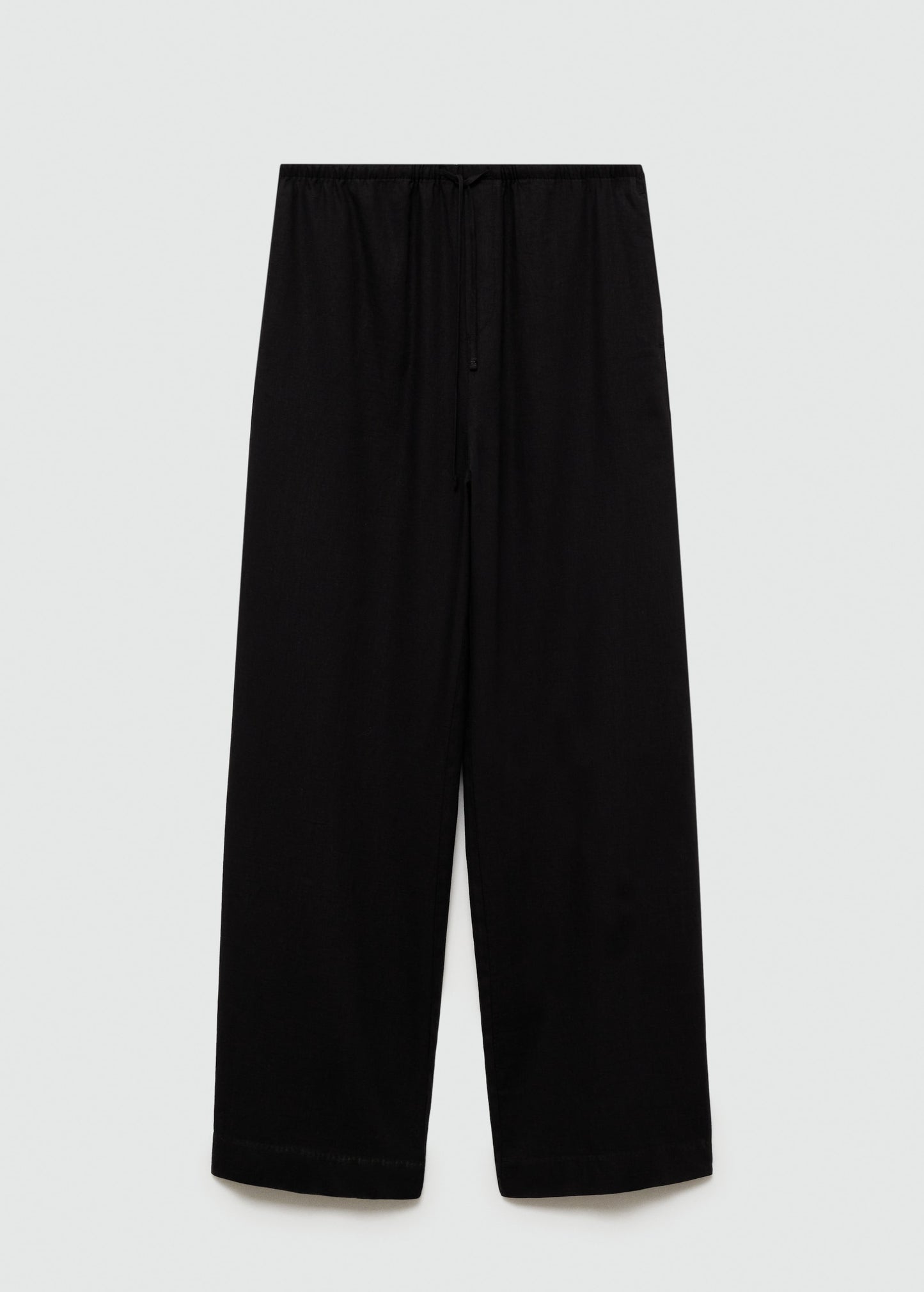 MANGO Black Travis Straight Linen-blend Trousers UK XL