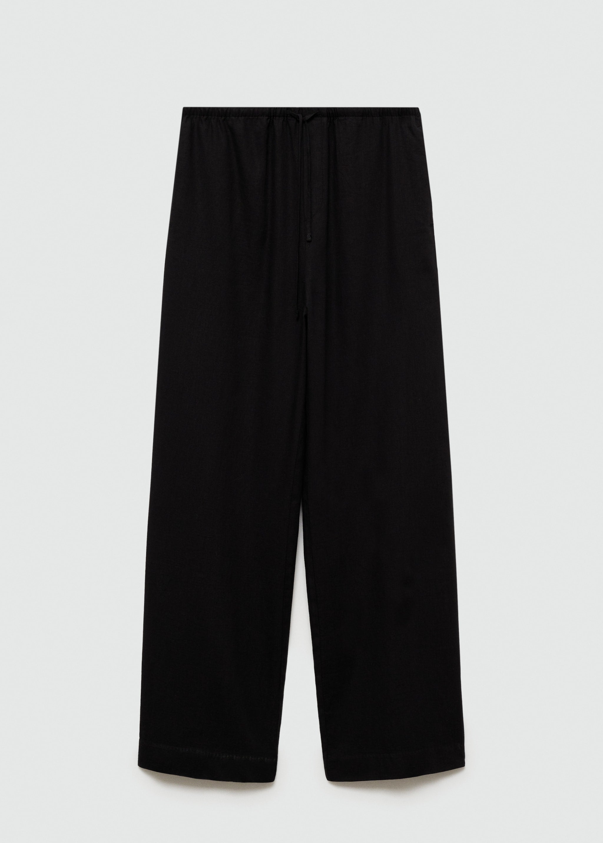 MANGO Black Travis Straight Linen-blend Trousers UK XL