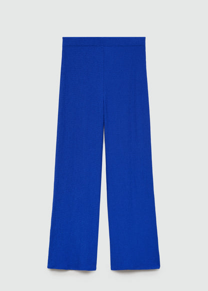 MANGO Blue Flowy Straight Fit Trousers UK M