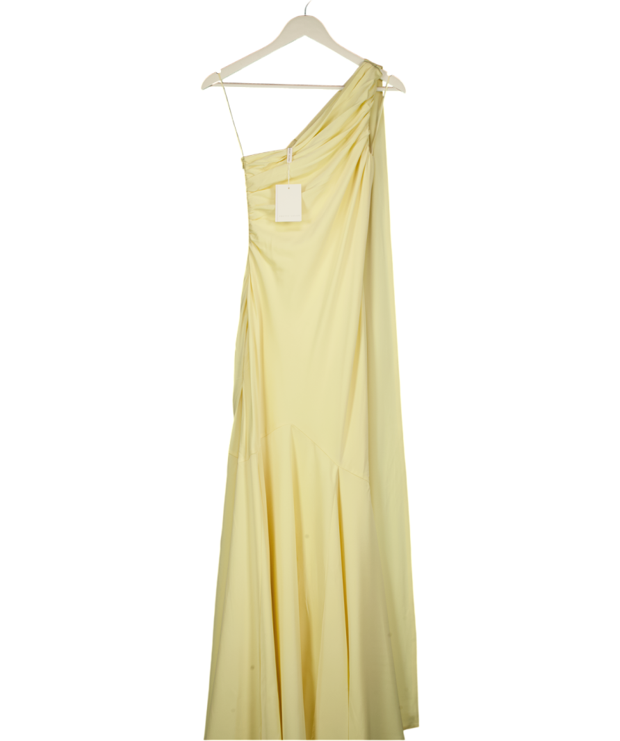 PRETTY LAVISH Yellow Porto One Shoulder Godet Maxi Dress UK 6
