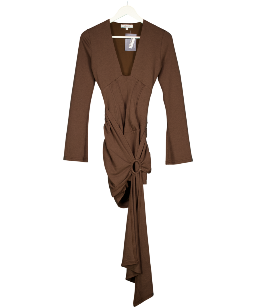 SEMPE The Aria Mini Dress - Brown UK 6