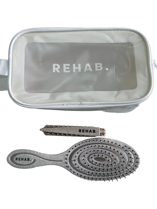 REHAB White Hairbrush with Detangling Standard Handle