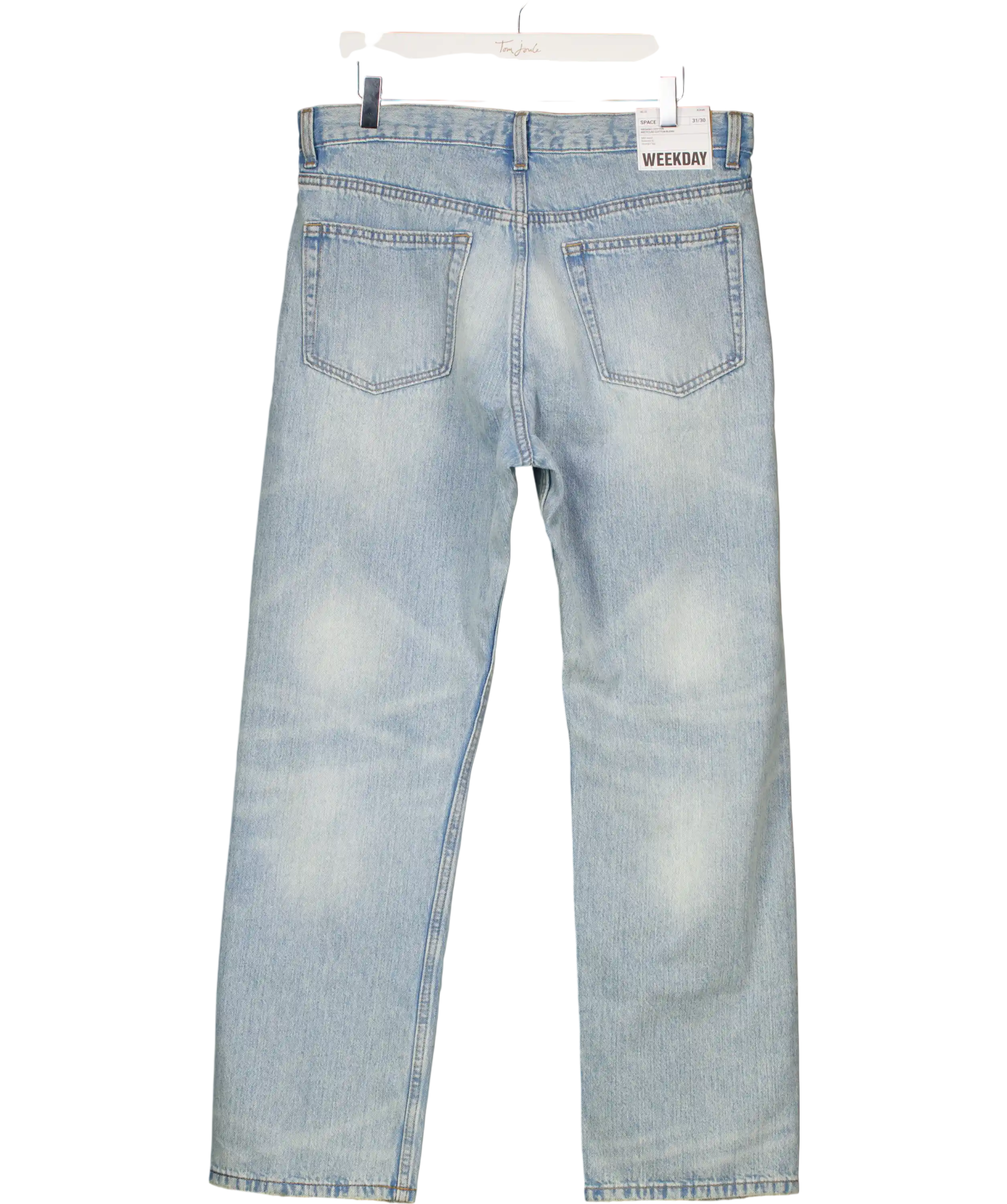 Weekday Blue Space Mid Rise Relaxed Straight Jeans L30 W31